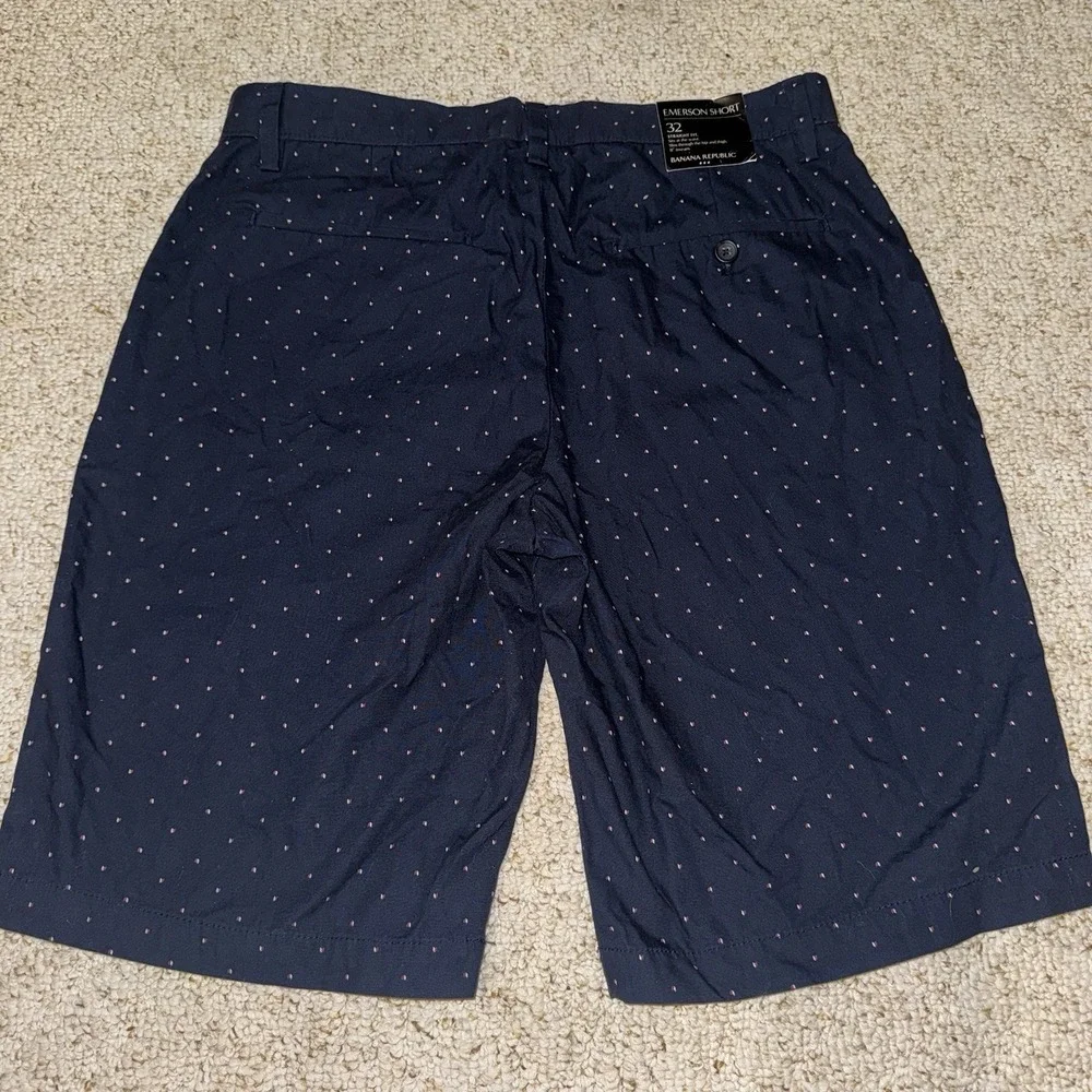 Banana‎ Republic Emerson Shorts Mens 32 Navy Dot Print Chino Casual Preppy NWT